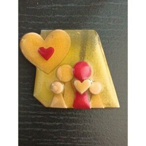 LUCINDA People Pin Red Green Peach Yellow Hearts Family - handmade